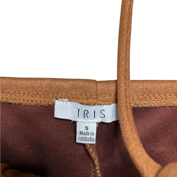 IRIS Faux Leather Tan Mini Dress with Spaghetti Straps Size Small - Picture 4 of 5